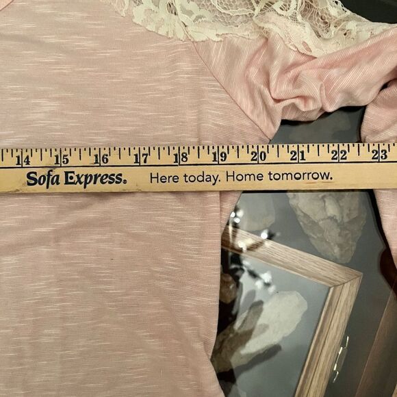 Deb 1XL Pink Top Lace Insert Sleeves Button Chest VERY CUTE - Picture 8 of 10